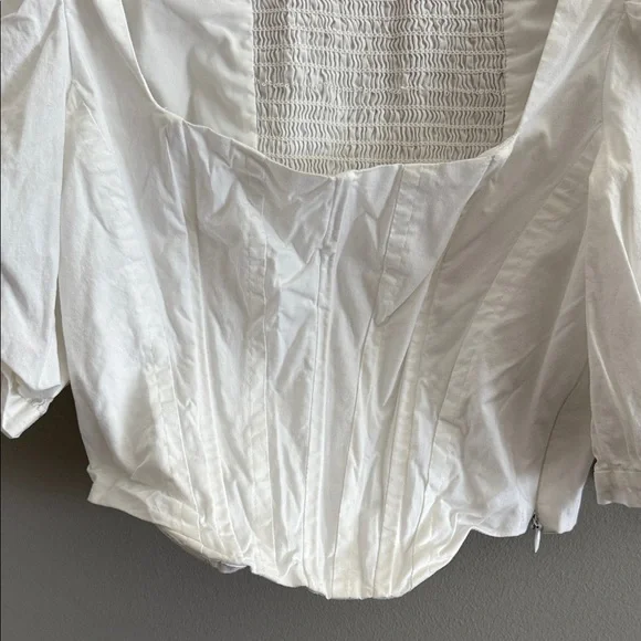 Wayf White Corset Puff Sleeve Blouse - Picture 4 of 5